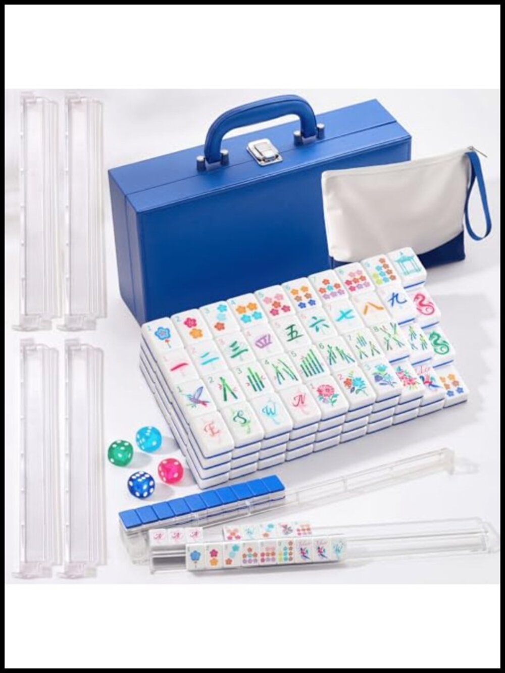 American Mahjong Set, 168 Acrylic Tiles, Standard Size, Blue